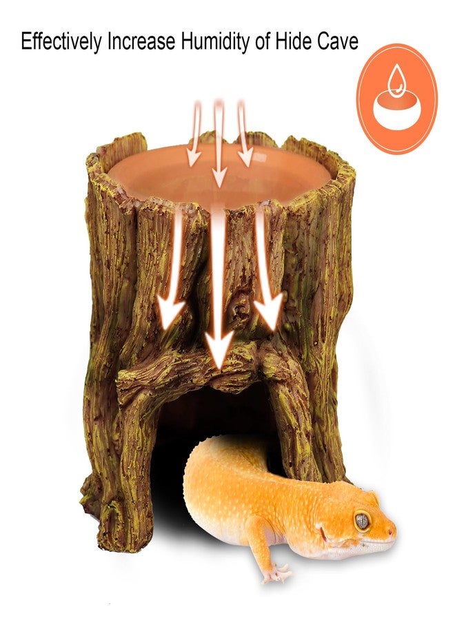 NANEEZOO Reptile Hide Cave 2 in 1 Reptile Humid Cave with Terracotta Water Basin Moisture Keeping and Shedding Help for Reptile Amphibians Leopard Gecko - Image 3